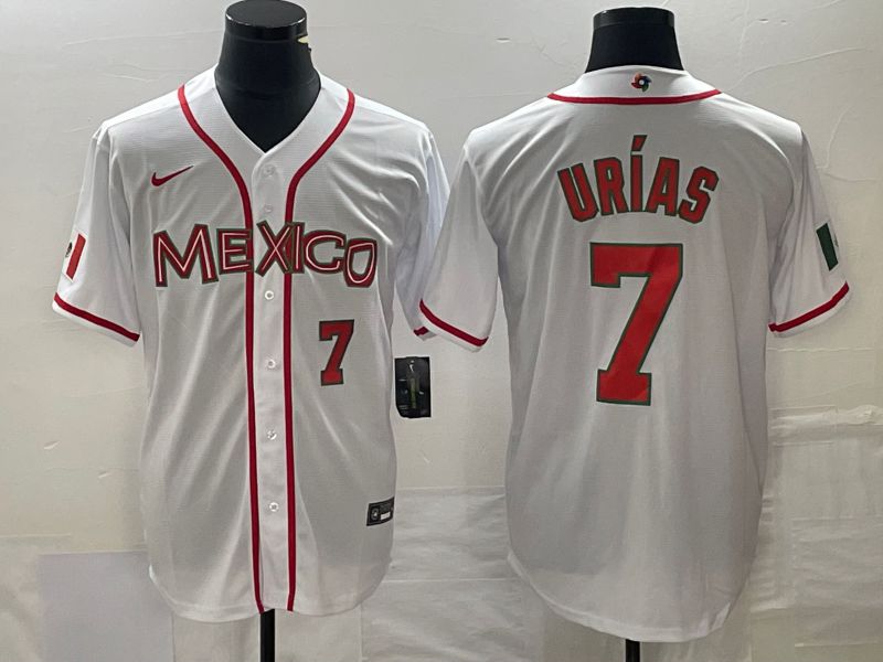 Men 2023 World Cub Mexico #7 Urias White red Nike MLB Jersey2->more jerseys->MLB Jersey